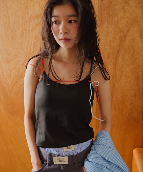 common gull products.(コモンガルプロダクツ)の「飛び出せ、キャミソール(キャミソール・レディース・ブラック/ホワイト・SMALL/MEDIUM)」の2枚目の写真