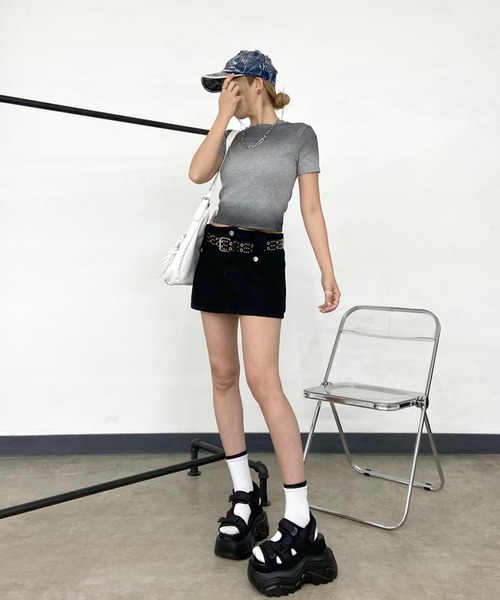non-hedge(ノンヘッジ)の「ロゴ刺繍ムラTシャツ(Tシャツ/カットソー・レディース・ピンク/ブラック/ブルー/グレー/オフホワイト・FREE)」の8枚目の写真
