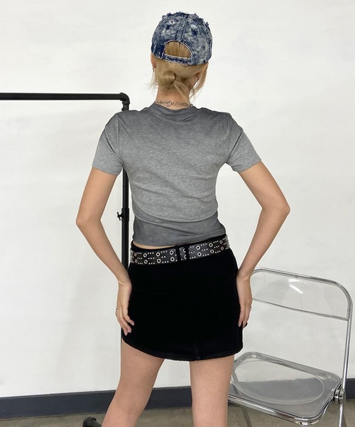 non-hedge(ノンヘッジ)の「ロゴ刺繍ムラTシャツ(Tシャツ/カットソー・レディース・ピンク/ブラック/ブルー/グレー/オフホワイト・FREE)」の11枚目の写真