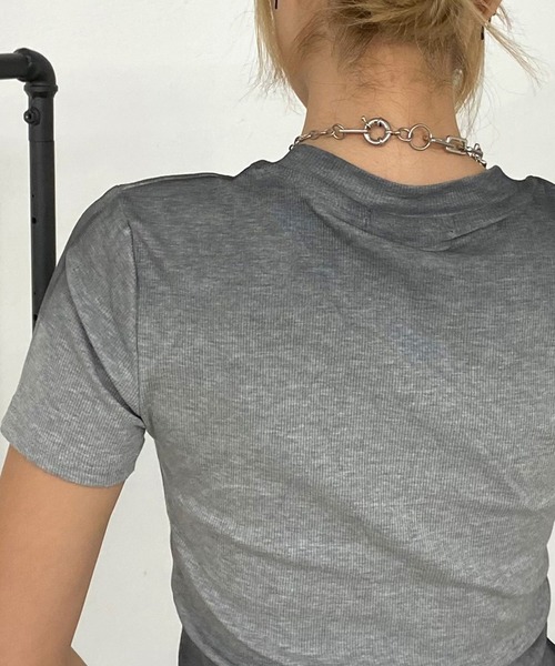 non-hedge(ノンヘッジ)の「ロゴ刺繍ムラTシャツ(Tシャツ/カットソー・レディース・ピンク/ブラック/ブルー/グレー/オフホワイト・FREE)」の15枚目の写真