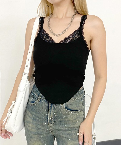 non-hedge(ノンヘッジ)の「レース裾ラウンドキャミソール(キャミソール・レディース・オフホワイト/ブラック・FREE)」の21枚目の写真