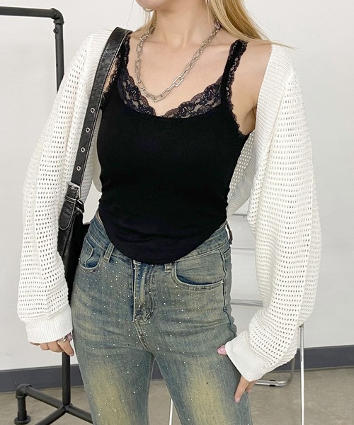 non-hedge(ノンヘッジ)の「レース裾ラウンドキャミソール(キャミソール・レディース・オフホワイト/ブラック・FREE)」の22枚目の写真