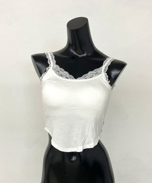 non-hedge(ノンヘッジ)の「レース裾ラウンドキャミソール(キャミソール・レディース・オフホワイト/ブラック・FREE)」の9枚目の写真