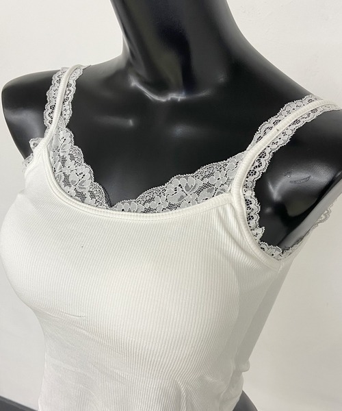 non-hedge(ノンヘッジ)の「レース裾ラウンドキャミソール(キャミソール・レディース・オフホワイト/ブラック・FREE)」の12枚目の写真