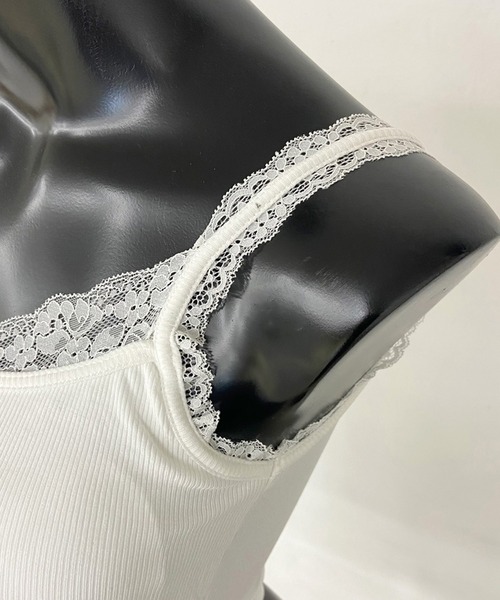 non-hedge(ノンヘッジ)の「レース裾ラウンドキャミソール(キャミソール・レディース・オフホワイト/ブラック・FREE)」の14枚目の写真