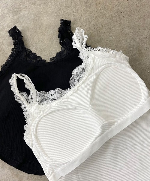 non-hedge(ノンヘッジ)の「レース裾ラウンドキャミソール(キャミソール・レディース・オフホワイト/ブラック・FREE)」の7枚目の写真