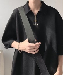 デザインハーフジップトップス