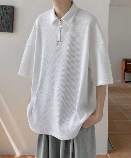 MGV（エムジーヴィー）の「デザインハーフジップトップス（ポロシャツ・メンズ・ブラック/ホワイト・MEDIUM/LARGE/X-LARGE）」の6枚目の写真