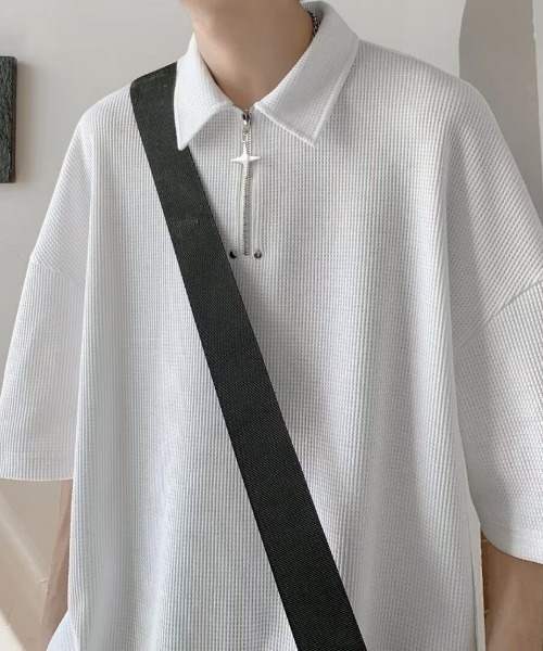 MGV（エムジーヴィー）の「デザインハーフジップトップス（ポロシャツ・メンズ・ブラック/ホワイト・MEDIUM/LARGE/X-LARGE）」の8枚目の写真