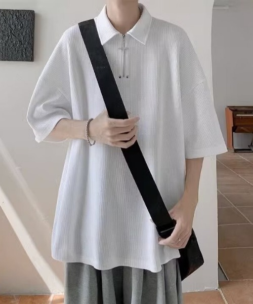 MGV（エムジーヴィー）の「デザインハーフジップトップス（ポロシャツ・メンズ・ブラック/ホワイト・MEDIUM/LARGE/X-LARGE）」の7枚目の写真