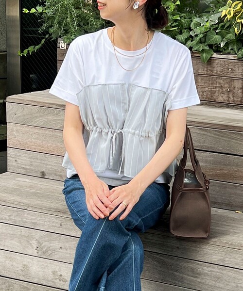 MICO COULIER(ミコクリエ)の「《接触冷感》キャミソールTシャツ(Tシャツ/カットソー・レディース・ブラック系その他/ホワイト系その他/ブラック系その他3/ホワイト系その他4・38)」の10枚目の写真