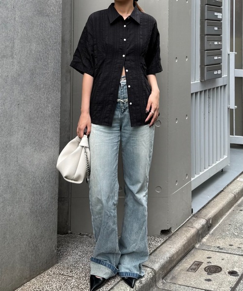 Lui's（ルイス）の「バックオープンストライプシャツ（シャツ/ブラウス・レディース・ホワイト/ブラック/サックスブルー・FREE）」の13枚目の写真