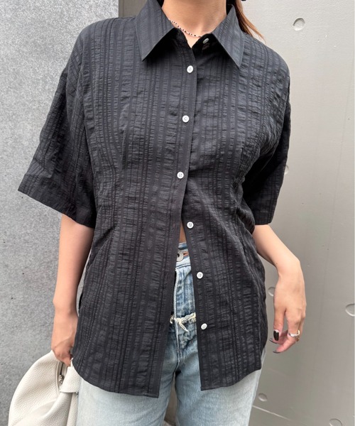 Lui's（ルイス）の「バックオープンストライプシャツ（シャツ/ブラウス・レディース・ホワイト/ブラック/サックスブルー・FREE）」の10枚目の写真