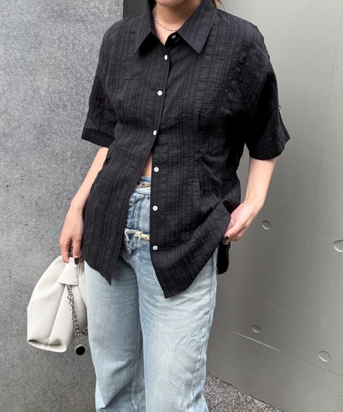 Lui's（ルイス）の「バックオープンストライプシャツ（シャツ/ブラウス・レディース・ホワイト/ブラック/サックスブルー・FREE）」の11枚目の写真