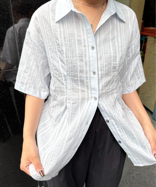 Lui's（ルイス）の「バックオープンストライプシャツ（シャツ/ブラウス・レディース・ホワイト/ブラック/サックスブルー・FREE）」の17枚目の写真