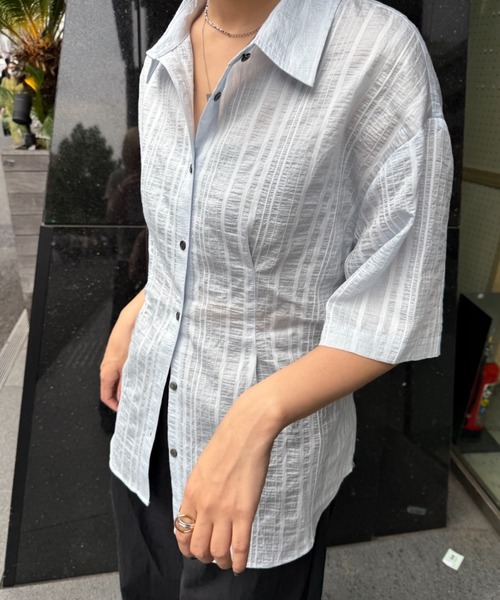 Lui's（ルイス）の「バックオープンストライプシャツ（シャツ/ブラウス・レディース・ホワイト/ブラック/サックスブルー・FREE）」の18枚目の写真