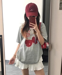 HALEY PESCA/チェリープリント　半袖　オーバーTシャツ