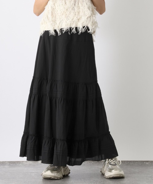 JEANASIS（ジーナシス）の「コットンティアードスカート/498337（スカート・レディース・ホワイト/ブラック・FREE）」の2枚目の写真