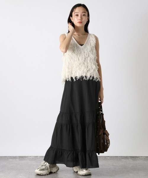 JEANASIS（ジーナシス）の「コットンティアードスカート/498337（スカート・レディース・ホワイト/ブラック・FREE）」の13枚目の写真