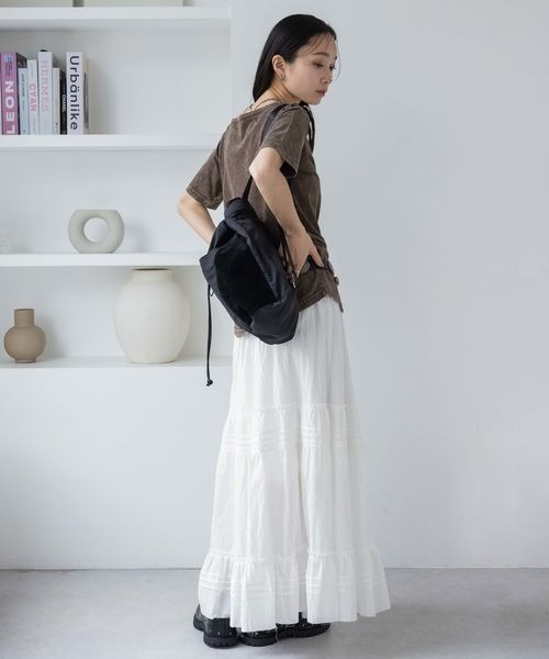 JEANASIS（ジーナシス）の「コットンティアードスカート/498337（スカート・レディース・ホワイト/ブラック・FREE）」の18枚目の写真