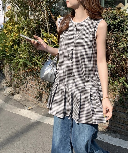 gossip!ロサンゼルス(ゴシップロサンゼルス)の「Y2K ボクシーシルエット ギンガム レトロ チェックミニ丈ワンピース(ワンピース・レディース・チェック・FREE)」の10枚目の写真