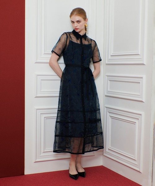 【極美品】 完売品 ルルウィルビー トリコロールスカーフワンピース サイズ2 セール】【LOULOU WILLOUGHBY】キカドットノースリワンピース