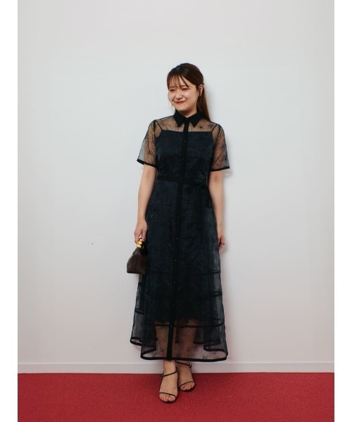 セール】【LOULOU WILLOUGHBY】オーガンジーフラワー刺繍ワンピース