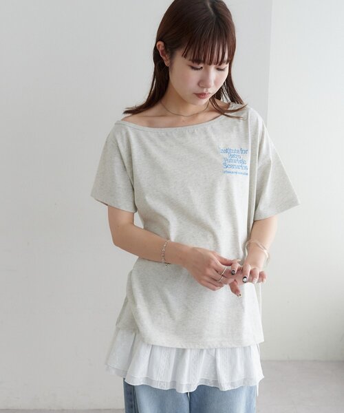 DISCOAT(ディスコート)の「【umm.】ワンショルロゴT(Tシャツ/カットソー・レディース・ネイビー/ライトグレー・FREE)」の8枚目の写真