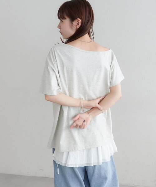 DISCOAT(ディスコート)の「【umm.】ワンショルロゴT(Tシャツ/カットソー・レディース・ネイビー/ライトグレー・FREE)」の9枚目の写真