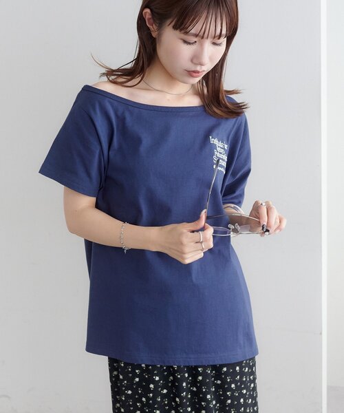 DISCOAT(ディスコート)の「【umm.】ワンショルロゴT(Tシャツ/カットソー・レディース・ネイビー/ライトグレー・FREE)」の21枚目の写真