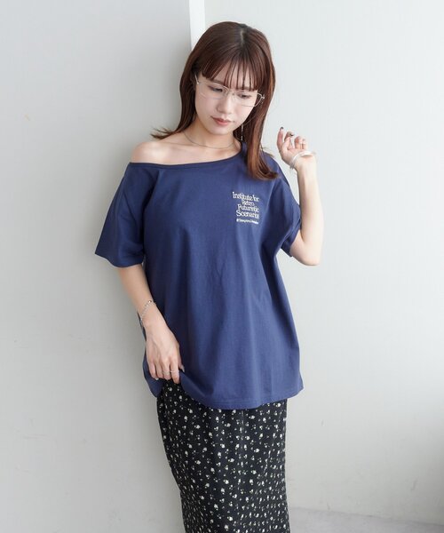 DISCOAT(ディスコート)の「【umm.】ワンショルロゴT(Tシャツ/カットソー・レディース・ネイビー/ライトグレー・FREE)」の22枚目の写真
