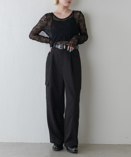 Lui's(ルイス)の「レースロングスリーブトップス(Tシャツ/カットソー・レディース・ブラック/オフホワイト・FREE)」の8枚目の写真