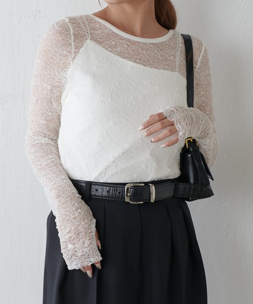 Lui's(ルイス)の「レースロングスリーブトップス(Tシャツ/カットソー・レディース・ブラック/オフホワイト・FREE)」の15枚目の写真