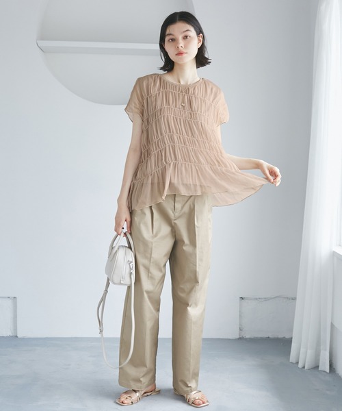 トップス ROPE 楊柳シャーリングシアートップス（Tシャツ/カットソー）｜ROPE