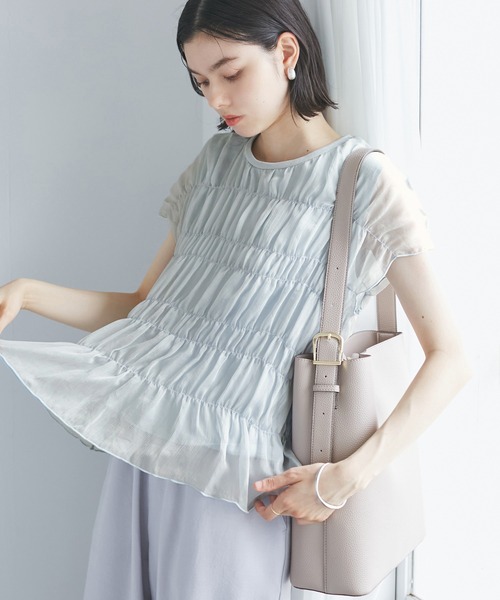 楊柳シャーリングシアートップス（Tシャツ/カットソー）｜ROPE