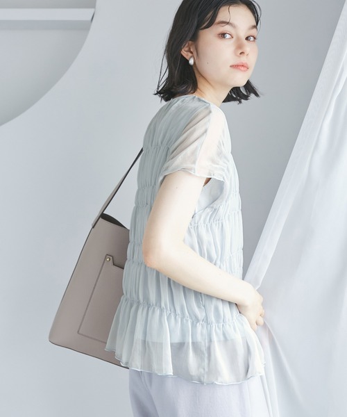 セール】楊柳シャーリングシアートップス（Tシャツ/カットソー）｜ROPE