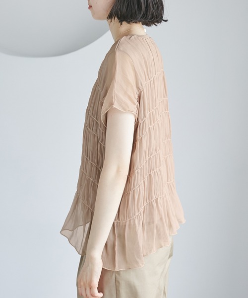 トップス ROPE 楊柳シャーリングシアートップス（Tシャツ/カットソー）｜ROPE