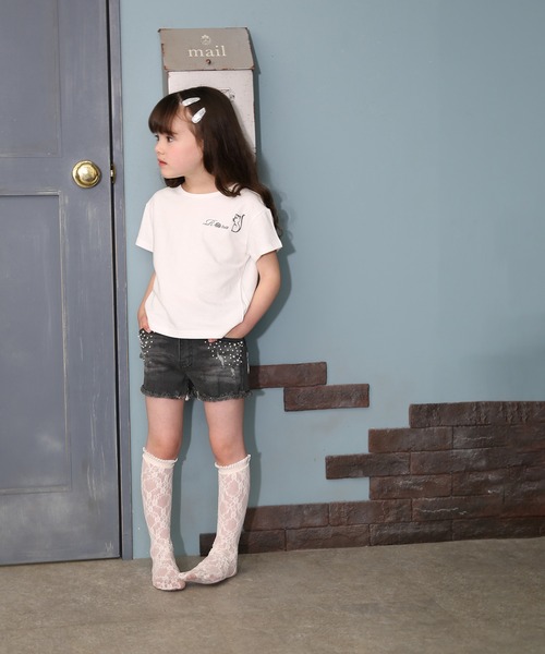 Rora(ローラ)の「エステラ デニム ショートパンツ(デニムパンツ・キッズ・チャコールグレー・120cm/130cm/140cm/110cm/150cm)」の3枚目の写真