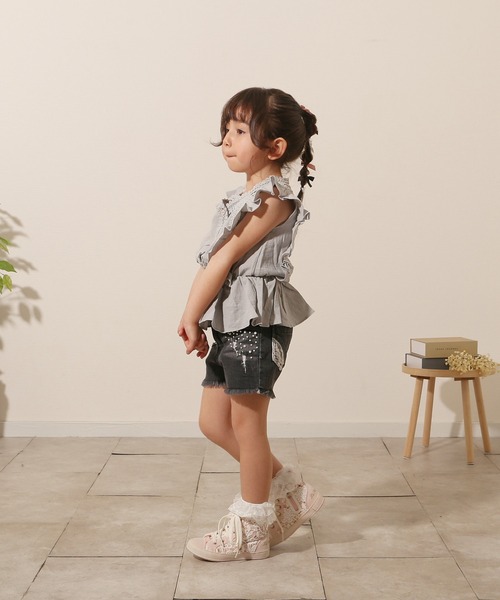 Rora(ローラ)の「エステラ デニム ショートパンツ(デニムパンツ・キッズ・チャコールグレー・120cm/130cm/140cm/110cm/150cm)」の10枚目の写真