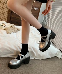 Ritzy（リッツィー）の「厚底 リボンデザインヒールパンプス/シューズ（ローファー）」