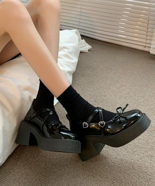 Ritzy（リッツィー）の「厚底 リボンデザインヒールパンプス/シューズ（ローファー・レディース・ホワイト/シルバー/ブラック・23/24/22.5/24.5/23.5/25）」の6枚目の写真