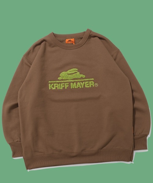 KRIFF MAYER Lady's Collection(クリフメイヤーレディースコレクション)の「【乾きやすい】サガラ刺繍裏起毛クルー(ロゴ)(スウェット・レディース・ブラウン/ナチュラル/パープル/ベージュ/チャコール/カラフル/グリーン/レッド・LARGE/MEDIUM)」の4枚目の写真