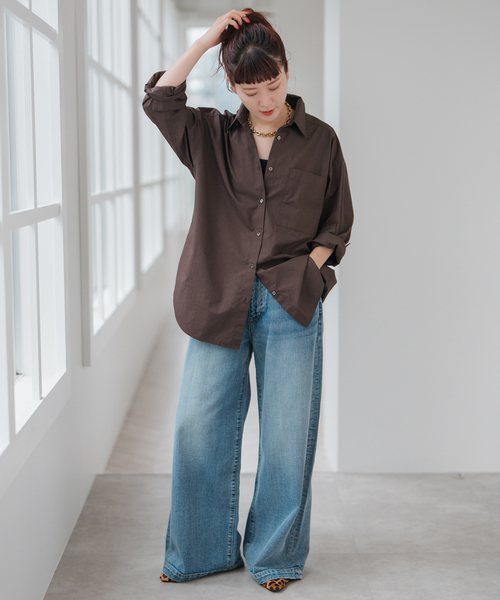 Spick & Span／50コットンオーバーシャツ　（新品未使用タグ付） Spick＆Span ブラウス シャツ 「追加」50コットンオーバーシャツ