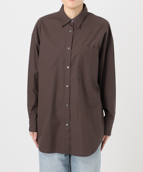スピックアンドスパン 50コットンオーバーサイズシャツ ブラウン