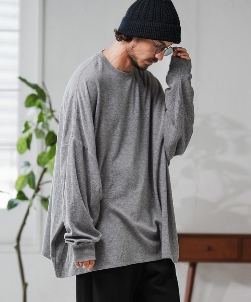 Magine(マージン)の「mlt5319-Cut-and-Sew Knitwear Pullover ロングスリーブTシャツ(Tシャツ/カットソー・メンズ・ブラック/チャコールグレー/グレー・48/46/44)」の22枚目の写真