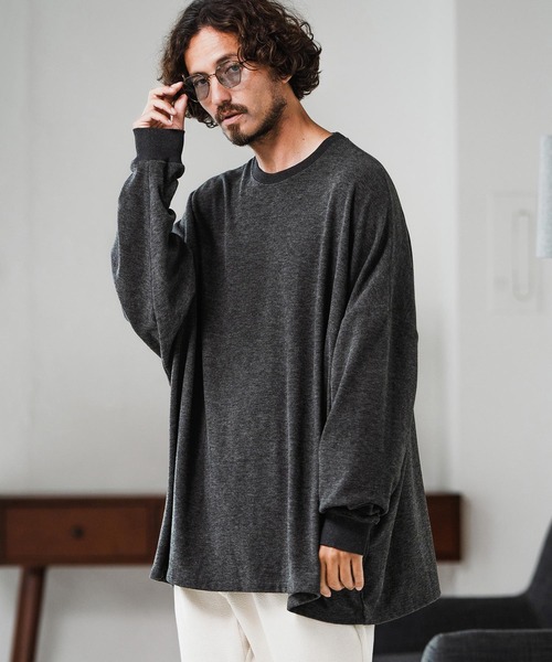 Magine(マージン)の「mlt5319-Cut-and-Sew Knitwear Pullover ロングスリーブTシャツ(Tシャツ/カットソー・メンズ・ブラック/チャコールグレー/グレー・48/46/44)」の17枚目の写真
