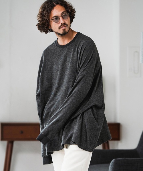 Magine(マージン)の「mlt5319-Cut-and-Sew Knitwear Pullover ロングスリーブTシャツ(Tシャツ/カットソー・メンズ・ブラック/チャコールグレー/グレー・48/46/44)」の16枚目の写真