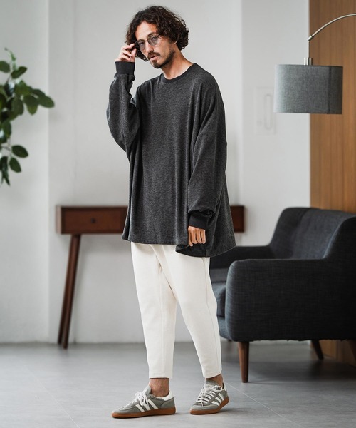 Magine(マージン)の「mlt5319-Cut-and-Sew Knitwear Pullover ロングスリーブTシャツ(Tシャツ/カットソー・メンズ・ブラック/チャコールグレー/グレー・48/46/44)」の15枚目の写真