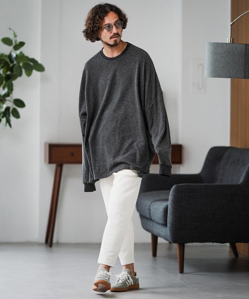 Magine(マージン)の「mlt5319-Cut-and-Sew Knitwear Pullover ロングスリーブTシャツ(Tシャツ/カットソー・メンズ・ブラック/チャコールグレー/グレー・48/46/44)」の14枚目の写真