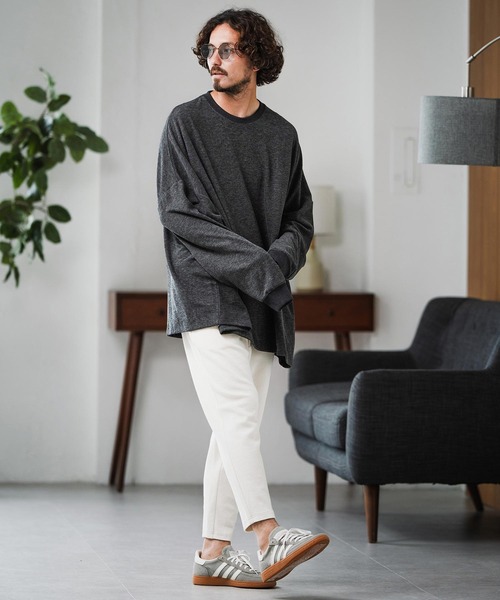 Magine(マージン)の「mlt5319-Cut-and-Sew Knitwear Pullover ロングスリーブTシャツ(Tシャツ/カットソー・メンズ・ブラック/チャコールグレー/グレー・48/46/44)」の13枚目の写真